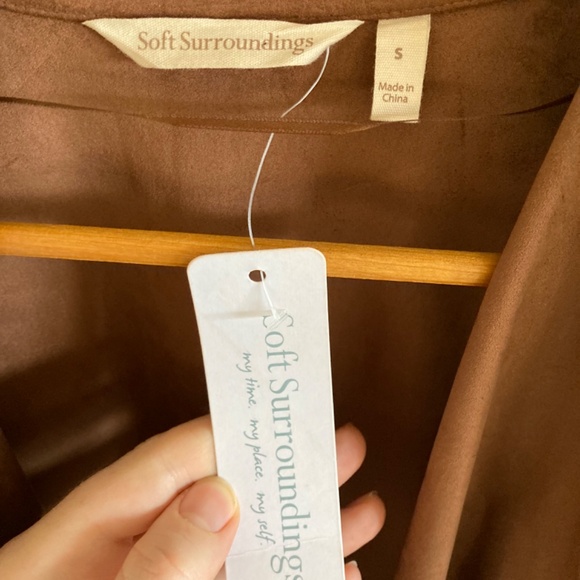 Soft Surroundings Shape Drape Faux Suede Jacket Saddle Brown NWT - Picture 3 of 7